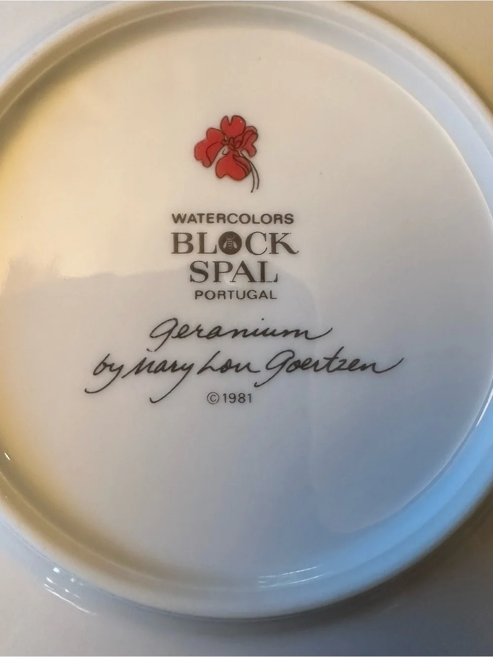 Set of 6 Watercolors Block Spal Geranium Poppy Rose + Bread/Dessert Plates 6.25